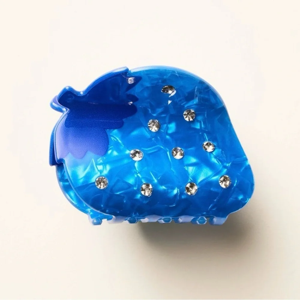 NWT Kate Spade x Target Blue Strawberry Rhinestone Hair Claw Clip